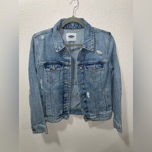 Old Navy Blue Jean Jacket Classic Distressed Style